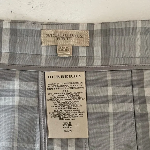 Burberry Brit Grey Plaid Check Pleated Skirt
